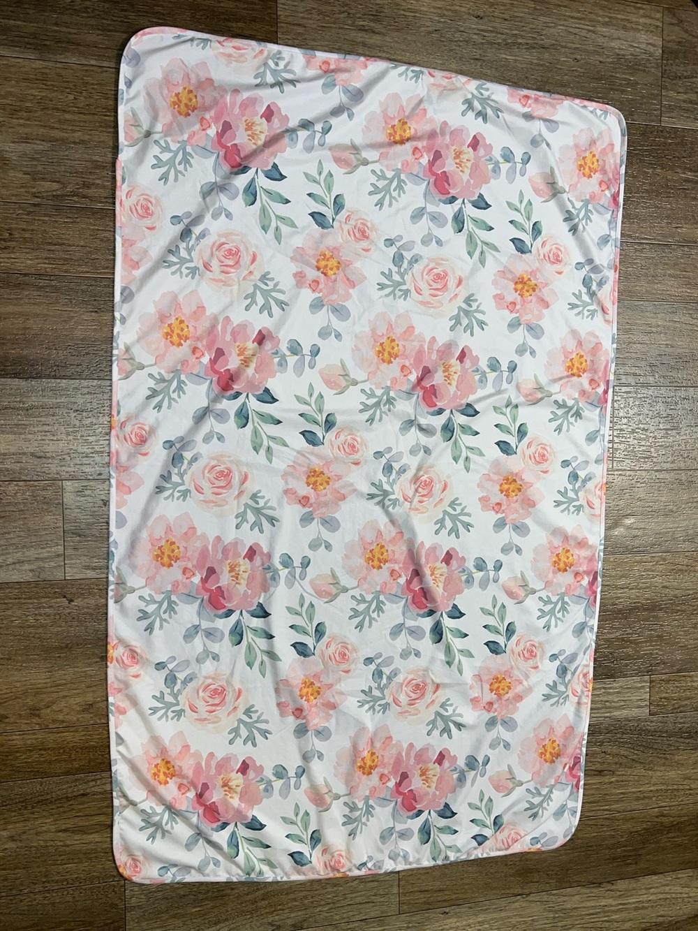 Caden Lane White Baby Blanket with Pink Trim